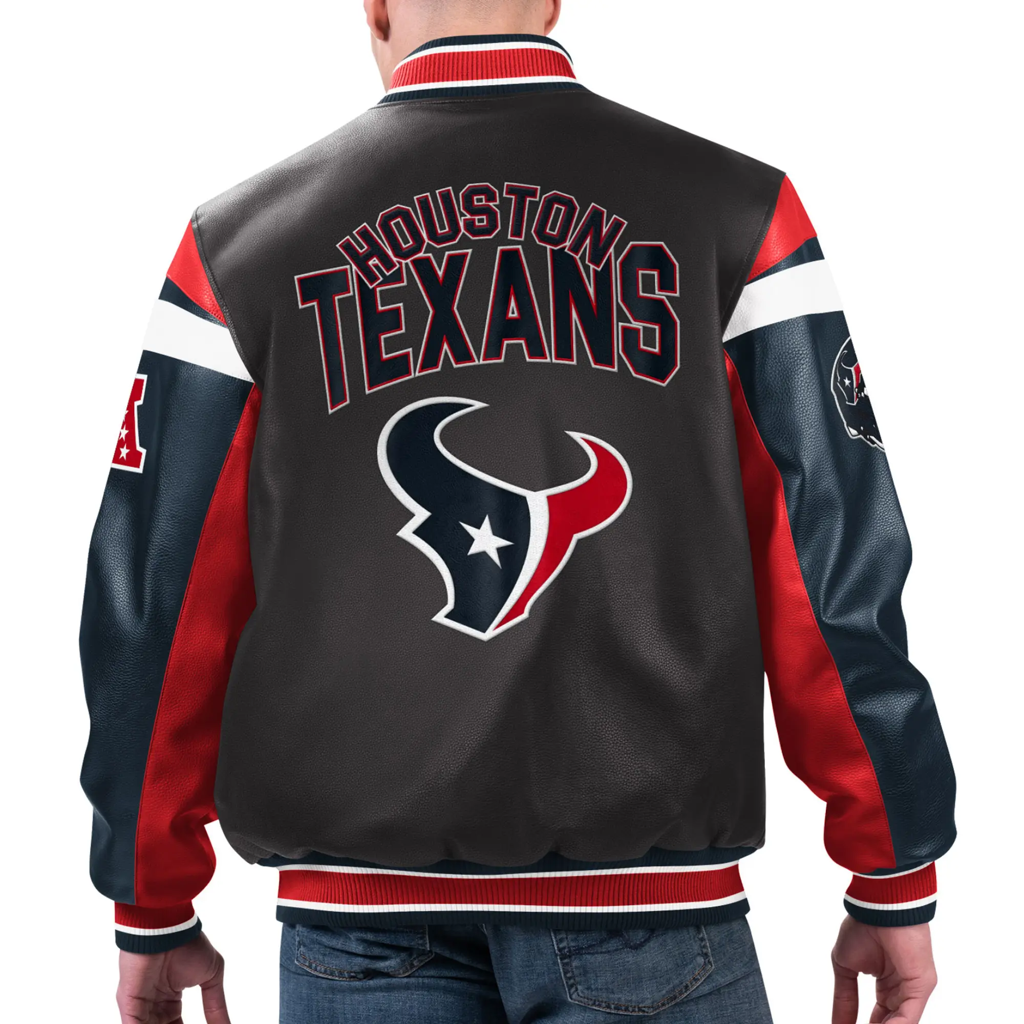 Houston Texans G-III Sports by Carl Banks Full-Zip Leather Varsity Jacket - Image 2