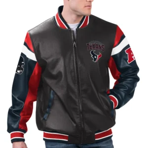 Houston Texans G-III Sports by Carl Banks Full-Zip Leather Varsity Jacket
