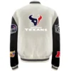 Houston Texans Jeff Hamilton Off White Wool & Leather Varsity Jacket - Image 2