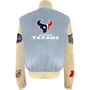 Alternative view of Houston Texans Baby Blue Classic Wool & Leather Varsity Jacket