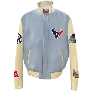 Houston Texans Baby Blue Classic Wool & Leather Varsity Jacket