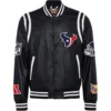 Houston Texans Jeff Hamilton Full Black Leather Varsity Jacket