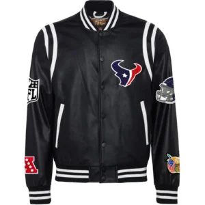 Houston Texans Jeff Hamilton Full Black Leather Varsity Jacket