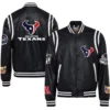 Houston Texans Jeff Hamilton Full Black Leather Varsity Jacket - Image 3