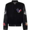 Houston Texans Jeff Hamilton Black Wool & Leather Varsity Jacket