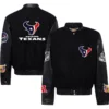 Houston Texans Jeff Hamilton Black Wool & Leather Varsity Jacket - Image 3