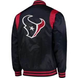 Alternative view of Houston Texans Navy & Red Prime Time Twill Satin Varsity Jacket