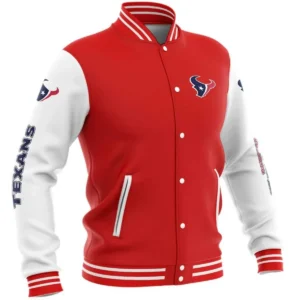Houston Texans Vintage Bomber Satin Varsity Jacket Red & White