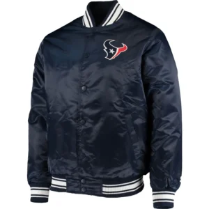 Houston Texans Starter Navy Locker Room Satin Varsity Jacket