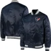 Houston Texans Starter Navy Locker Room Satin Varsity Jacket - Image 3