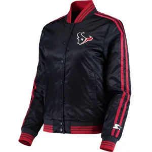 Houston Texans Starter Overtime Navy Satin Varsity Jacket Red Stripe