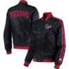 Houston Texans Starter Overtime Navy Satin Varsity Jacket Red Stripe - Image 3