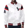Houston Texans Full-Snap Satin Varsity White Jacket