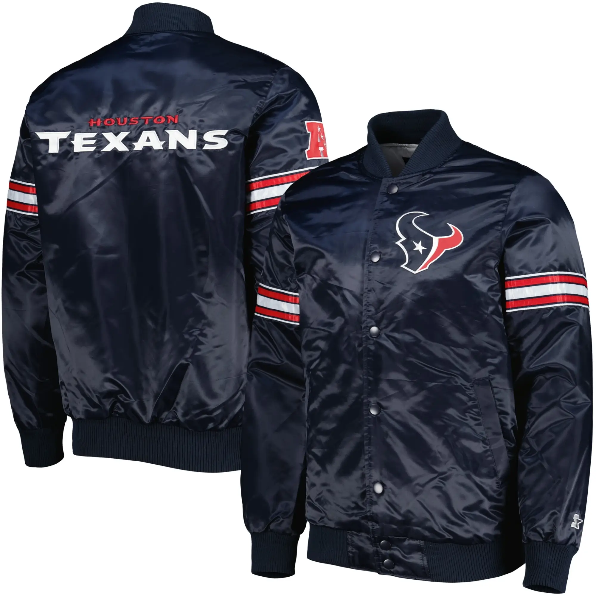 Houston Texans Starter The Pick and Roll Snap Varsity Jacket - Image 3