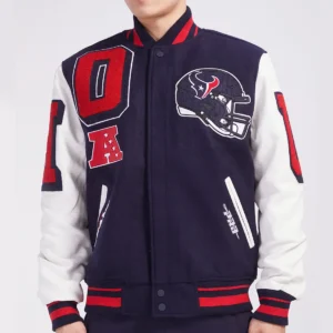 Houston Texans Mashup Navy & White Varsity Jacket