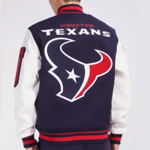 Alternative view of Houston Texans Mashup Navy & White Varsity Jacket
