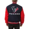 Houston Texans Full Wool Two Tone Varsity Jacket Navy & Red - Image 2