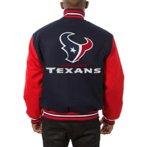 Alternative view of Houston Texans Full Wool Two Tone Varsity Jacket Navy & Red
