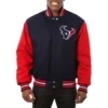 Houston Texans Full Wool Two Tone Varsity Jacket Navy & Red