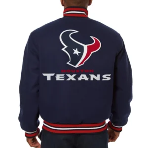 Alternative view of Houston Texans Full Wool One Color Varsity Navy Jacket