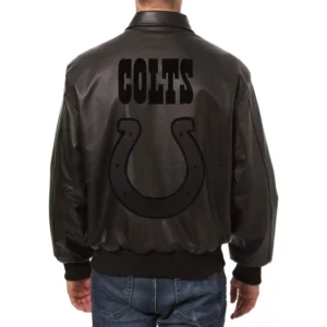 Alternative view of Indianapolis Colts Full Leather Black Bomber Varsity Jacket