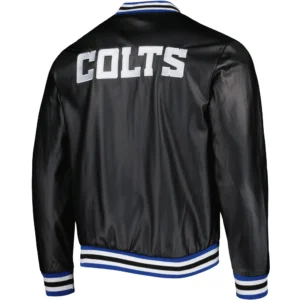 Alternative view of Indianapolis Colts Black Full-Zip Leather Varsity Jacket