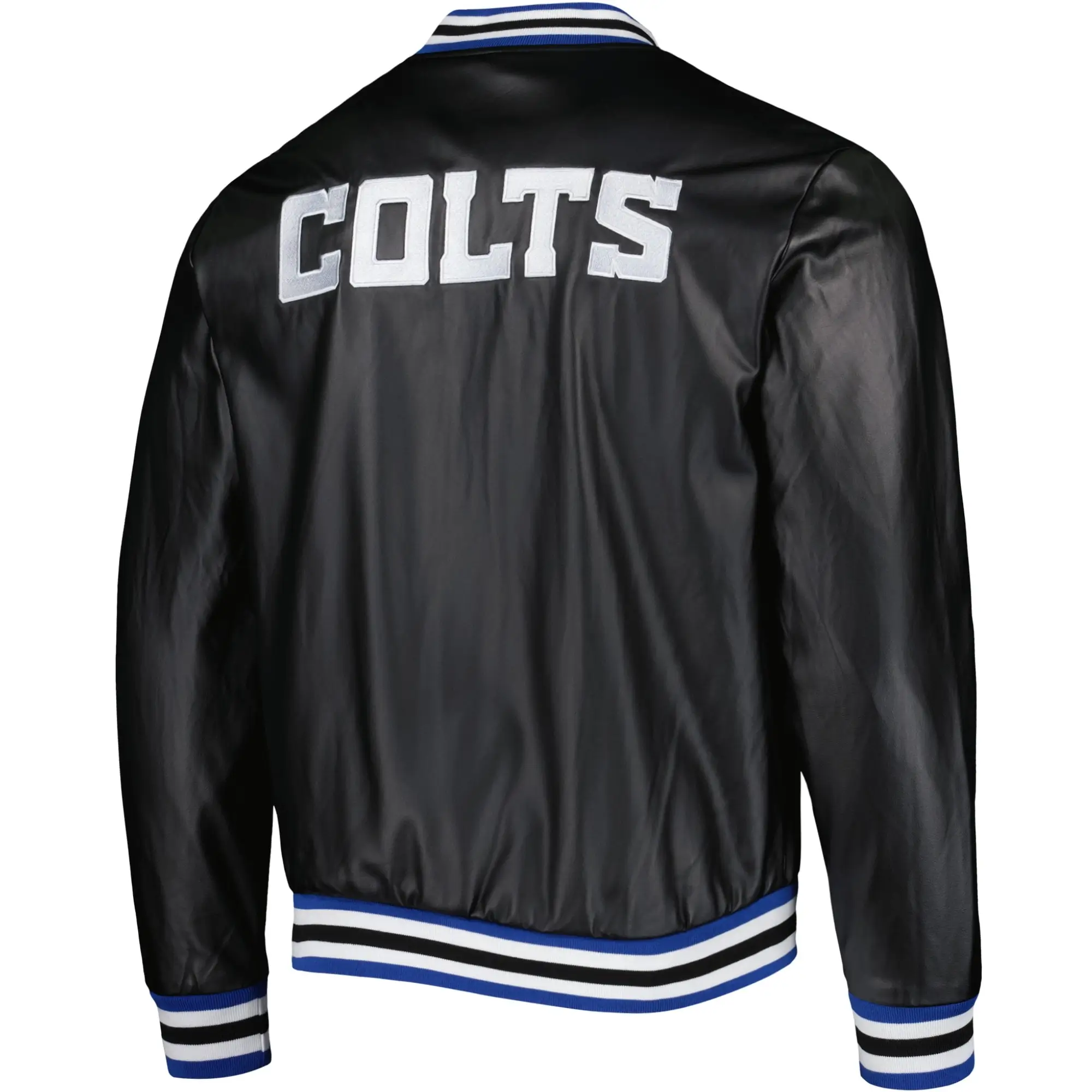 Indianapolis Colts Black Full-Zip Leather Varsity Jacket - Image 2