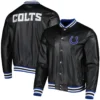 Indianapolis Colts Black Full-Zip Leather Varsity Jacket - Image 3
