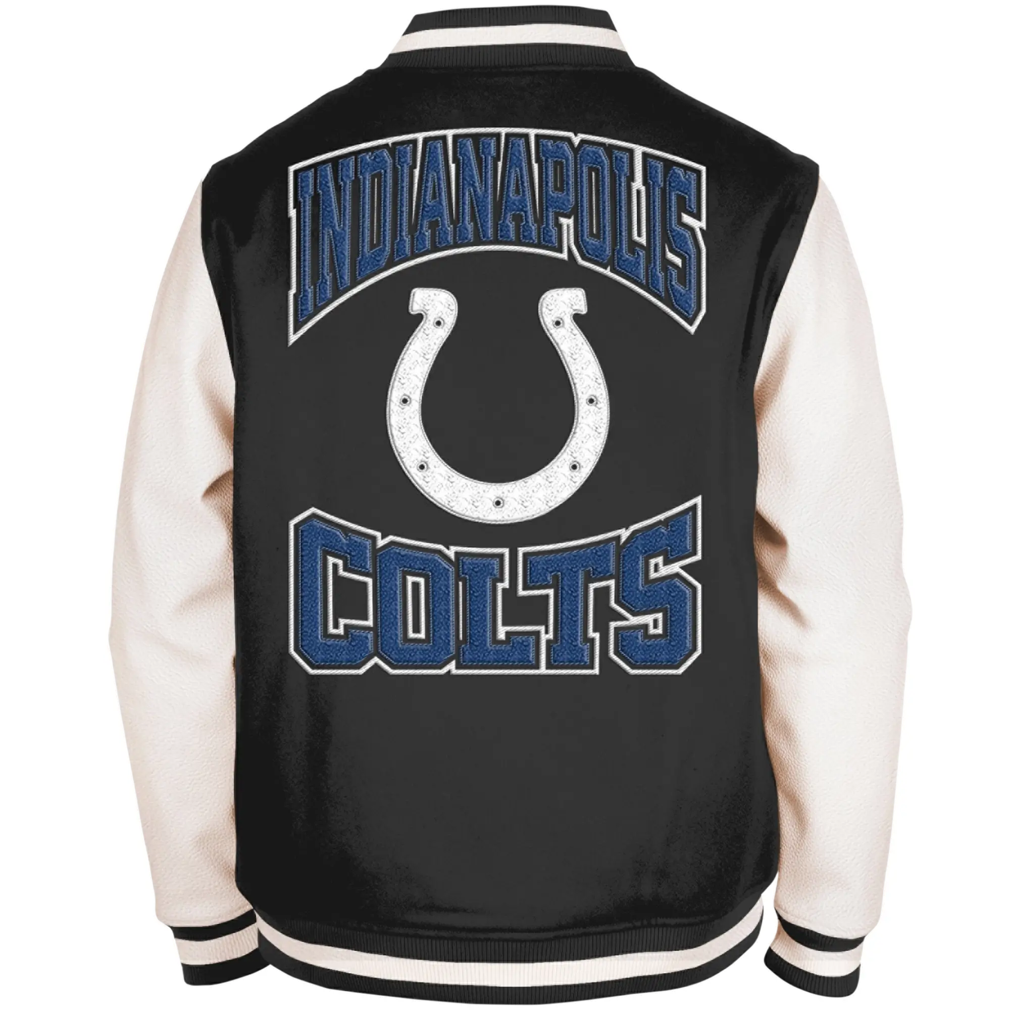 Indianapolis Colts 3rd Down 2.0 Chenille Wool & Leather Varsity Jacket - Image 2