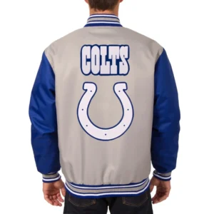 Alternative view of Indianapolis Colts Classic Rib Satin Varsity Jacket Gray & Blue