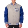 Indianapolis Colts Classic Rib Satin Varsity Jacket Gray & Blue