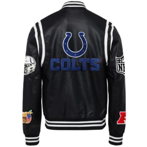 Alternative view of Indianapolis Colts Jeff Hamilton Full Black Leather Varsity Jacket