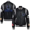 Indianapolis Colts Jeff Hamilton Full Black Leather Varsity Jacket - Image 3
