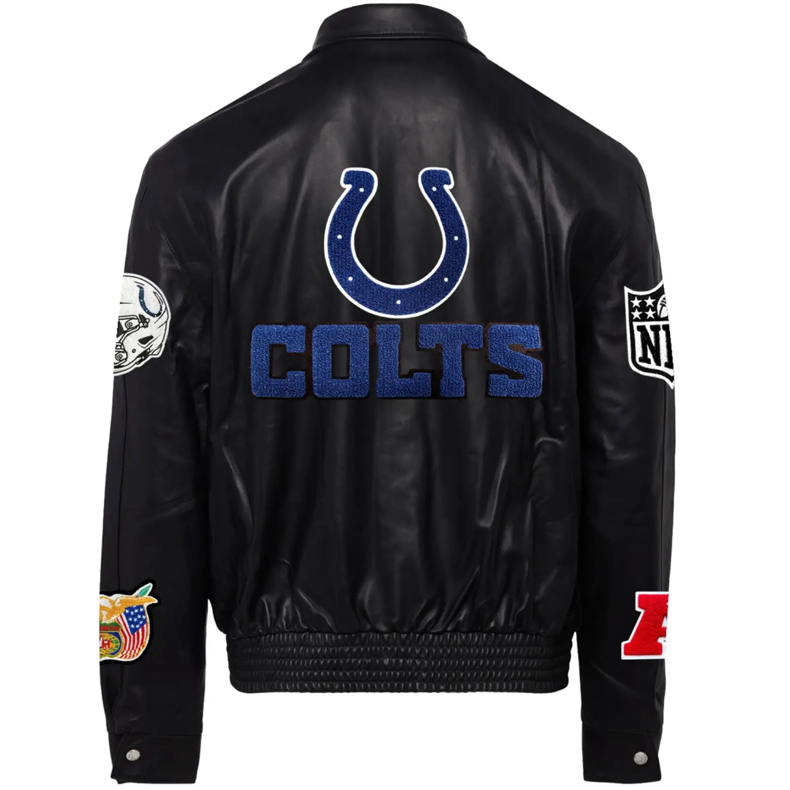 Indianapolis Colts Jeff Hamilton Full Leather Varsity Jacket - Image 2