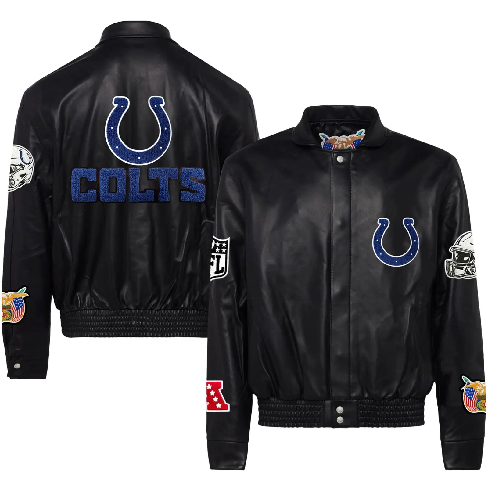 Indianapolis Colts Jeff Hamilton Full Leather Varsity Jacket - Image 3