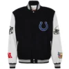 Indianapolis Colts Jeff Hamilton Wool & Leather Varsity Jacket Black & White