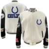 Indianapolis Colts Jeff Hamilton Off White Wool & Leather Varsity Jacket - Image 3