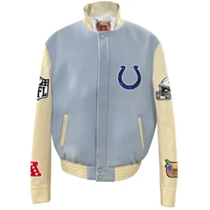 Indianapolis Colts Baby Blue Wool & Leather Varsity Jacket