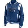 Indianapolis Full Zip Colts Satin Varsity Jacket Royal Blue
