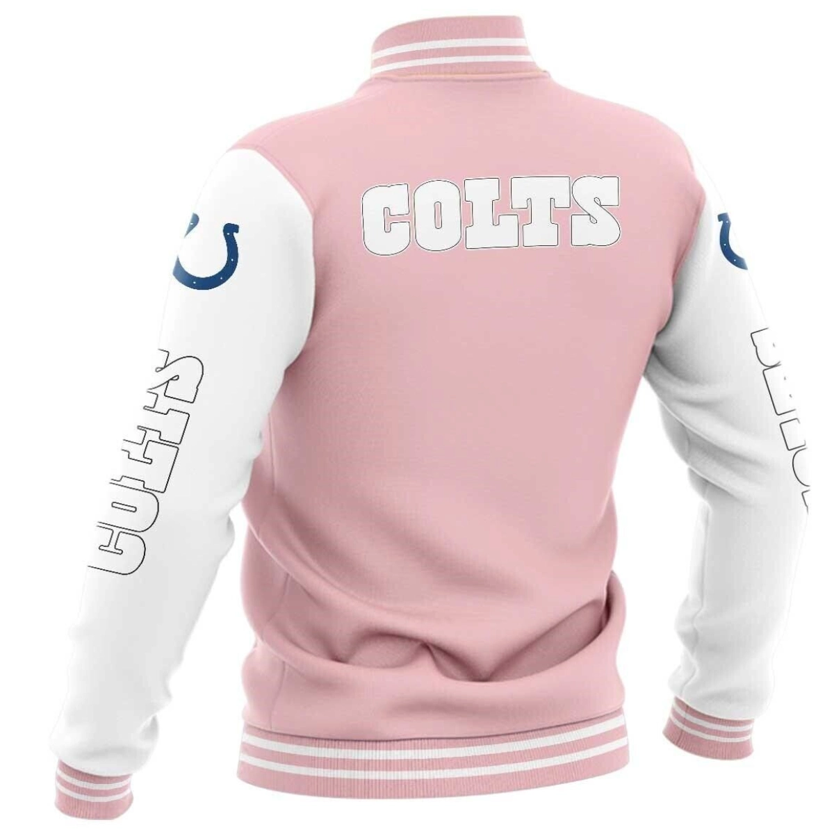 Indianapolis Colts Vintage Bomber Snap Button Satin Varsity Jacket - Image 2