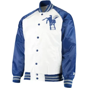 Indianapolis Colts Starter Lead Off Throwback Satin Varsity Jacket