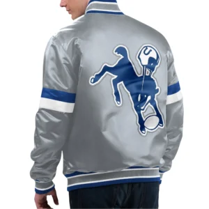 Alternative view of Indianapolis Colts Home Game Gray Gridiron Classics Satin Varsity Jacket