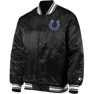 Indianapolis Colts Starter Locker Room Satin Varsity Black Jacket
