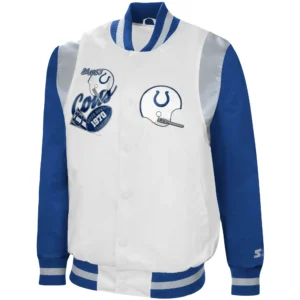Indianapolis Colts Prime Time Starter Retro Full-Snap Satin Varsity Jacket