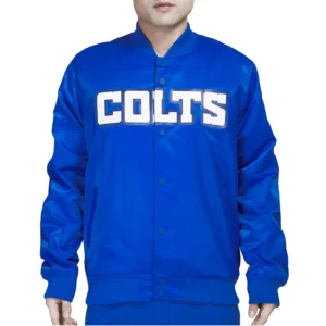 Indianapolis Colts Wordmark Starter Satin Varsity Blue Jacket