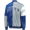 Indianapolis Colts Leader Satin Varsity Jacket Royal & Gray - Image 2