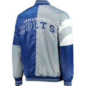 Alternative view of Indianapolis Colts Leader Satin Varsity Jacket Royal & Gray