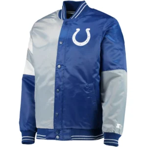 Indianapolis Colts Leader Satin Varsity Jacket Royal & Gray