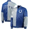 Indianapolis Colts Leader Satin Varsity Jacket Royal & Gray - Image 3
