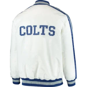 Alternative view of Indianapolis Colts The Offensive Team III Satin Varsity White Jacket